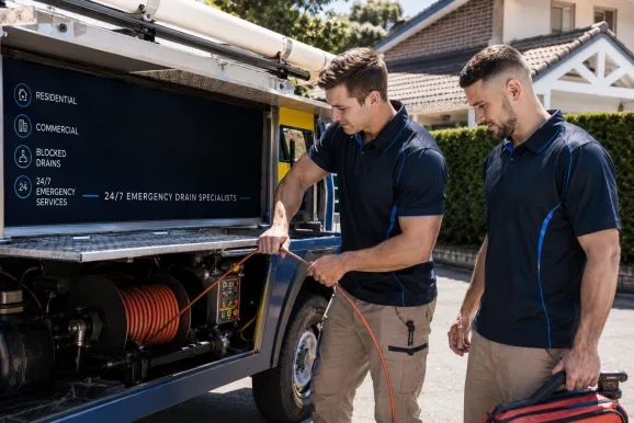 Plumbers clearing a blocked drain in Cronulla